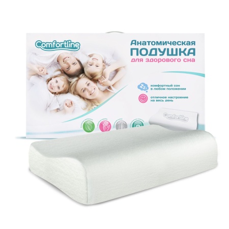 Подушка анатомическая под голову (без выемки под плечо) для взрослых Comfortline, арт. CL-100